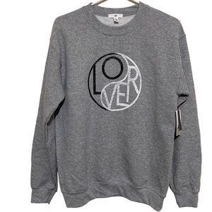 BP Women’s Gray Graphic Lover Crew Neck Pullover Sweater Size S NWT
